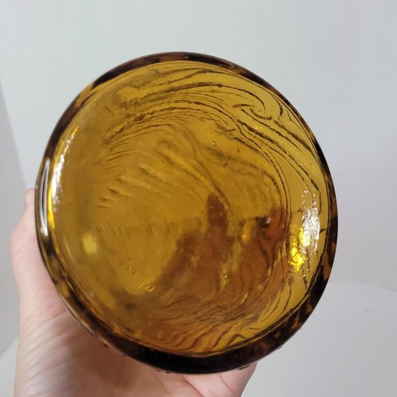 VTG MCM  Empoli Amber Wave Glass Genie Bottle NO Stopper - Picture 4 of 4